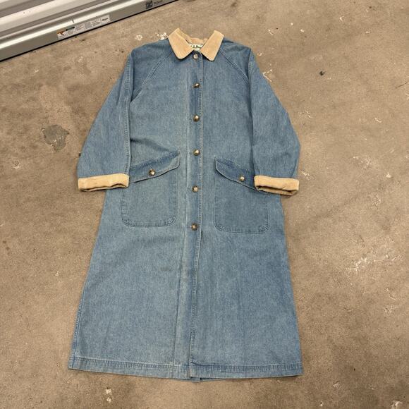 L.L. Bean Jackets & Blazers - Vintage 80s 90s LL Bean Long Duster Denim Barn Hutning Coat Womens Medium USA